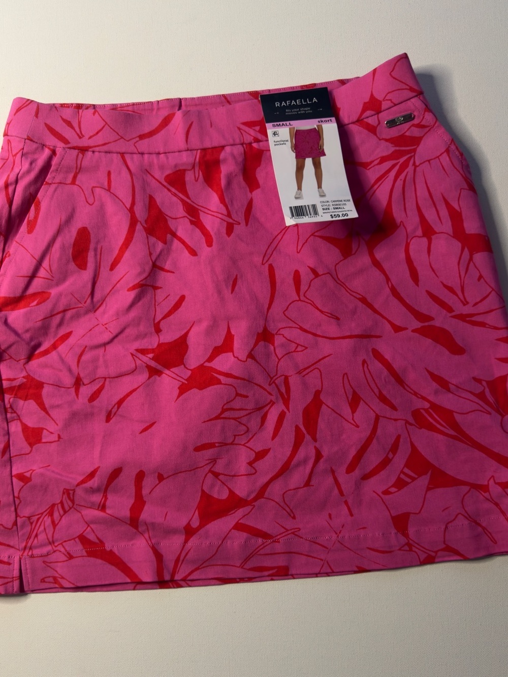 NWT Women's Rafaella Pink & Red Floral Skirt Size Small (D2)(C1)